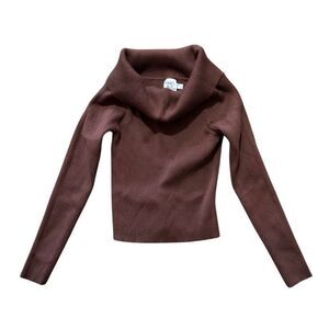 Princess Polly brown ribbed off the shoulder long sleeve size 4